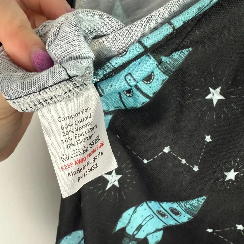 NWT Modcloth Breakfast for Dinner Easy Does It Sleep Romper Rockets Size Medium - Picture 12 of 12